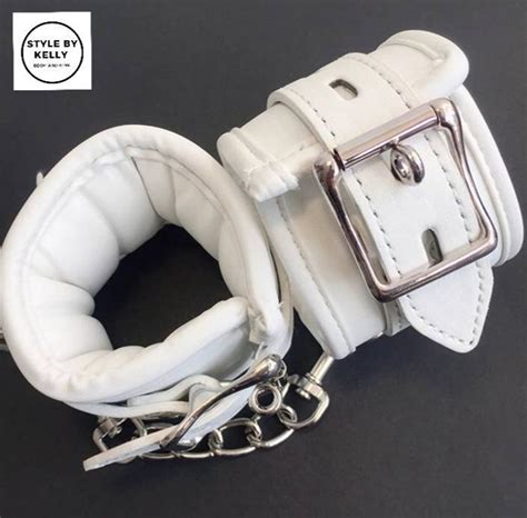 Bdsm Gear White Leather Handcuffs Includes Slave Collar Etsy