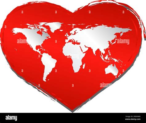 Heart Shape With World Map In Vector Version All Elements Are