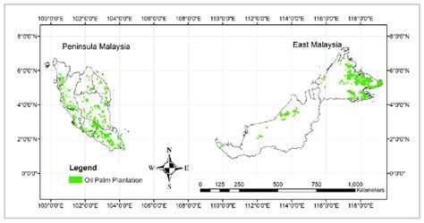 Location Map Of Oil Palm Plantation Areas In Malaysia Created With