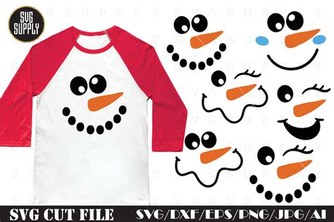 Snowman Face Set Svg Cut File By Svgsupply