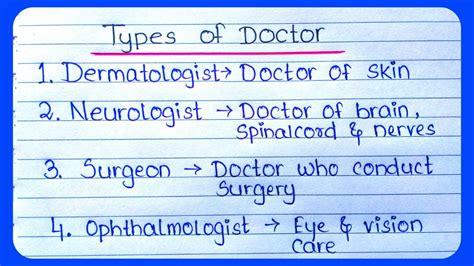 Types Of Specialist Doctors Types Of Doctors Doctors Specialist