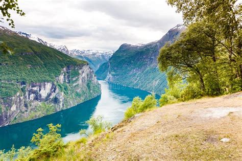 View On Geirangerfjord From Flydasjuvet Viewpoint Norway Stock Image