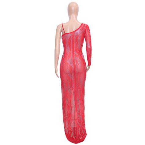 Wholesale Women Sexy See Through Beaded Long Sleeve Dress Global Lover