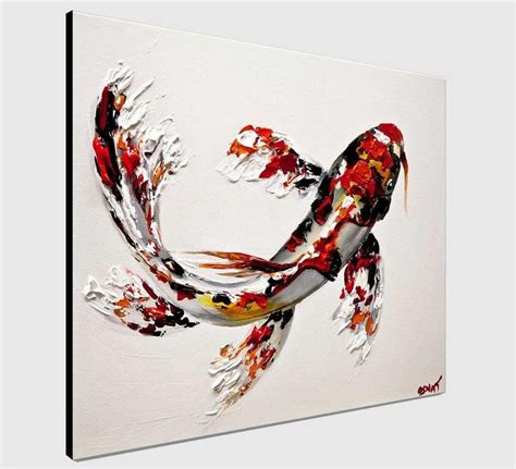 Koi Fish Abstract Painting Modern Acrylic Painting On Canvas Etsy UK