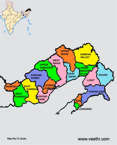 Arunachal Pradesh Districts Map India World Map Arunachal Pradesh