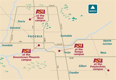 Arizona State University Location Map Cities And Towns Map