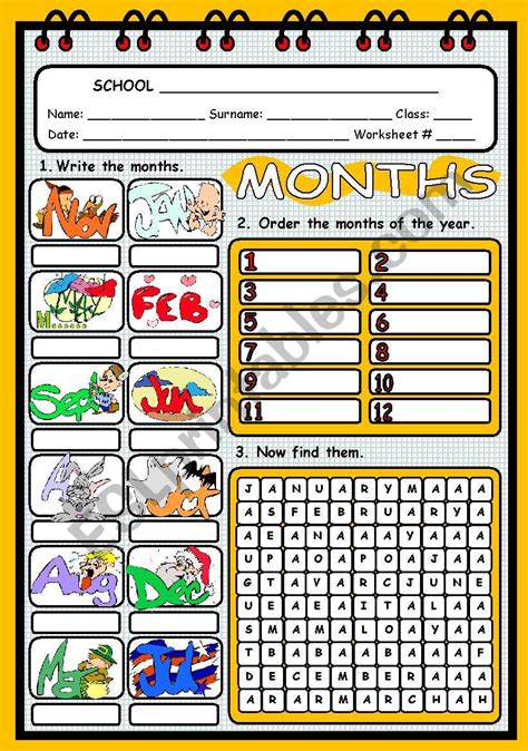 Months Of The Year Esl Worksheet By Evelinamaria