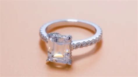 Ct Emerald Cut Pave Sterling Silver Engagement Ring Youtube