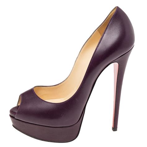 Christian Louboutin Purple Leather Lady Peep Toe Pumps Size 37 For Sale At 1stdibs
