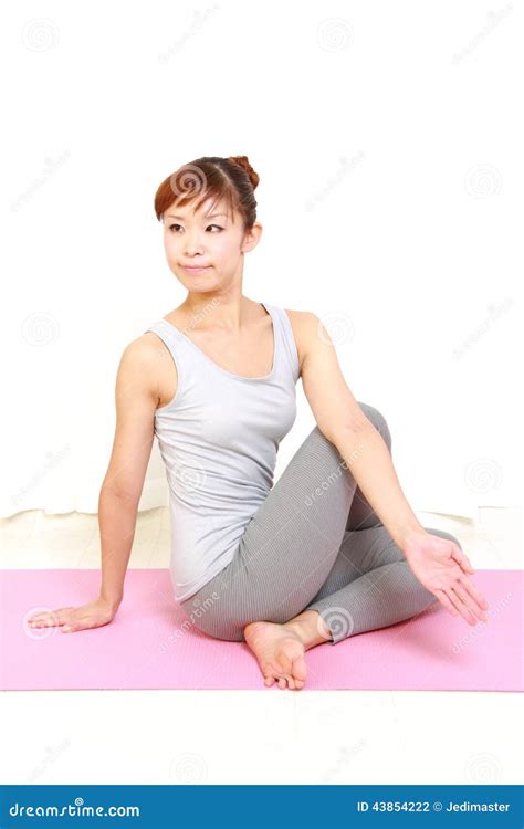 Young Japanese Woman Doing Yoga Pose Stock Photo Image Of Health