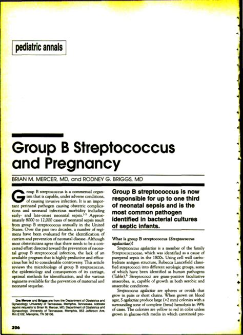 Group B Streptococcus And Pregnancy Pediatric Annals