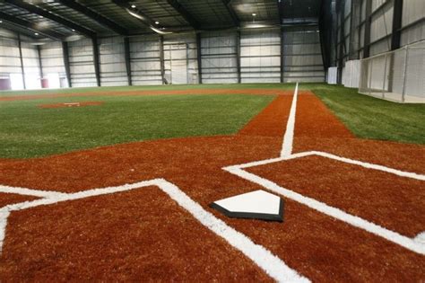 Our training facility includes hitting, pitching & batting cages, a pro shop, & kids birthday area. Image Gallery indoor baseball field | Indoor batting cage ...