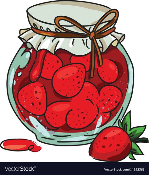 Cartoon Image Of Jar Of Strawberry Jam Royalty Free Vector