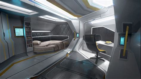 Artstation Sci Fi5 Oleg Ovigon Spaceship Interior Futuristic Interior Sci Fi Bedroom