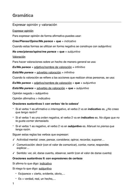 grammatica spagnola gramática expresar opinión y valoración expresar opinión para expresar