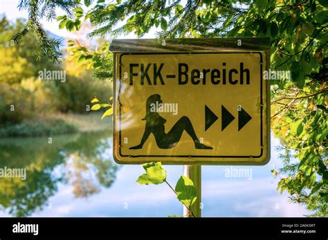 German Sign Board Leading The Way To The Nude Swimming Area Fkk Area