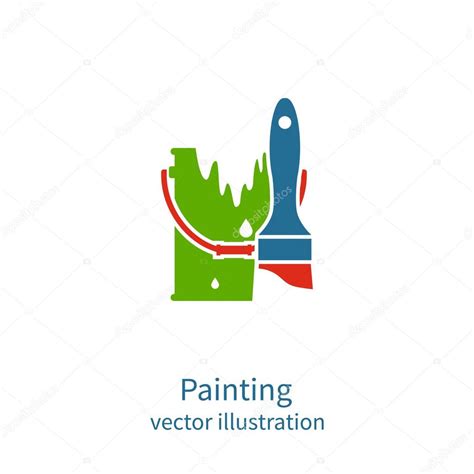 Painting Logo Brush And Bucket Paint Vector Logo Template Res Stock