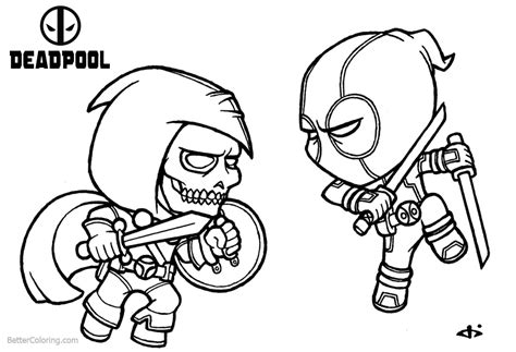 characters featured on bettercoloring.com are the property of their respective owners. Baby Deadpool Coloring Pages Fight Against Ghost - Free ...