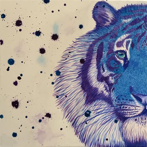 Watercolour Splash Tiger Me Watercolour On Canvas 2021 Rart