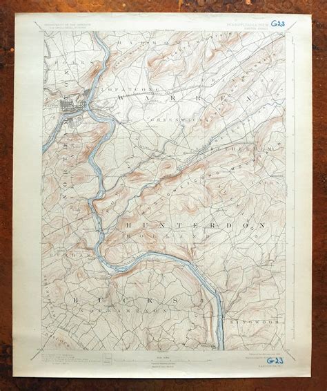 Easton New Jersey Vintage Usgs Topographic Map 1891 Frenchtown Topo Ebay