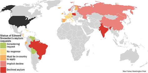 map tracking how countries are answering snowden s asylum requests the washington post