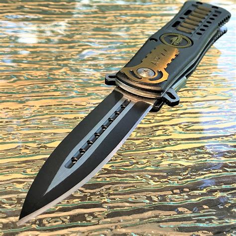 8 Us Army Black Green Tactical Military Stiletto Pocket Knife