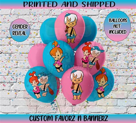 Caucasian Pebbles N Bam Balloon Stickers Gender Reveal Party Etsy