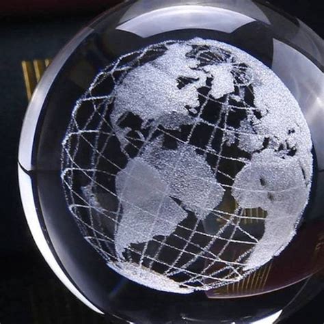 Laser Etched Earth Crystal Ball Glass Globe Laser Engraved Etsy