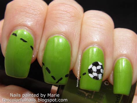 Ten Colorful Nails World Cup Soccer Ball Nail Art Soccer Nails