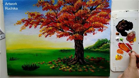 A Simple Tree Painting Acrylic Painting Tutorial Youtube