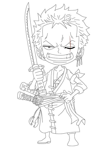 Coloriage Amusement Chibi Zoro Téléchargez imprimez ou coloriez en ligne gratuitement