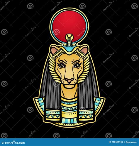 sekhmet ancient egyptian goddess with lioness head and solar disk woman deity of warriors and