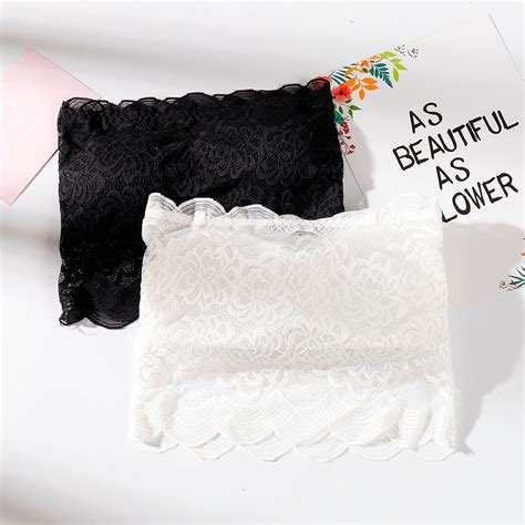 Women Strapless Lace Tube Top Breathable Chest Pad Sexy Bra Underwear Strapless Crop Top Women