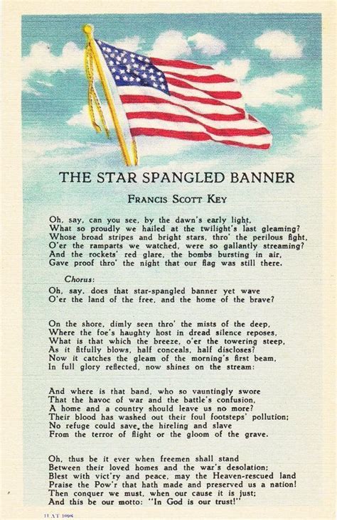 Lyrics Star Spangled Banner Printable