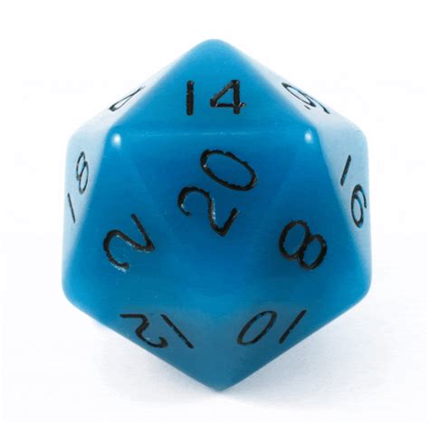Giant D20 Glow In The Dark Blue 35mm Rpg Role Playing Game Die