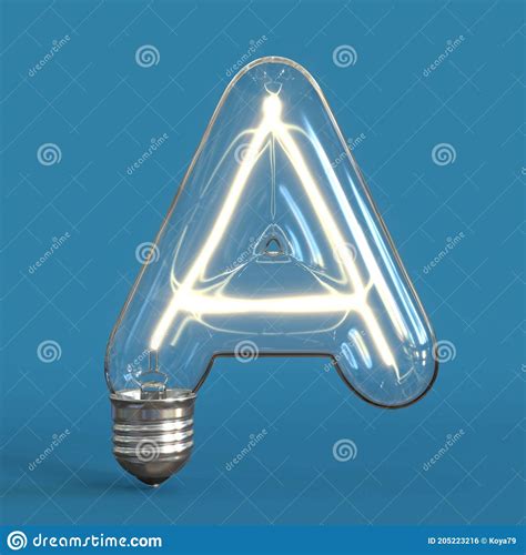 Light Bulb 3d Font 3d Rendering Letter A Stock Illustration
