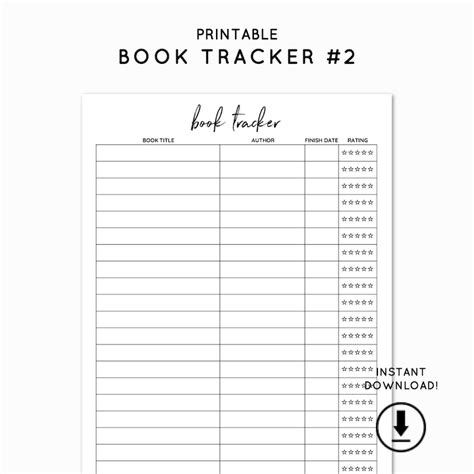Template Book Tracker Printable