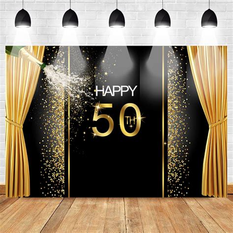 50th Birthday Backdrop For Photography Party Banner Background Black