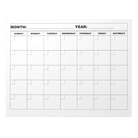 Minimal Blank Calendar Notepad In 2020 Blank Calendar
