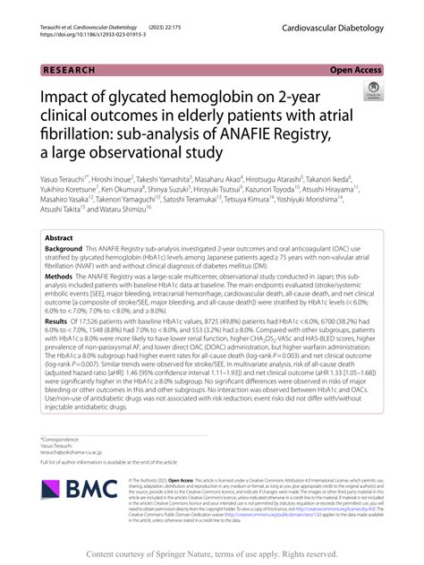 Pdf Impact Of Glycated Hemoglobin On 2 Year Clinical Outcomes In