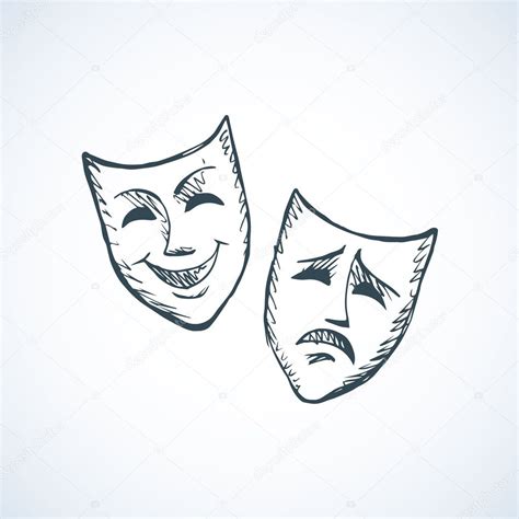 Comedy And Tragedy Theatrical Masks Vector Illustration Stock Vector