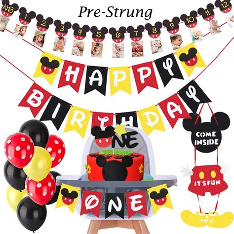 Buy Heeton Mickey First Birthday Kit Mouse 1st Birthday Cake Topper Balloons Party Decorations