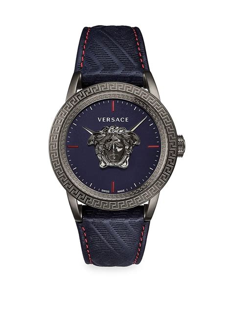 Versace Mens Palazzo Empire Leather Watch In Black For Men Lyst