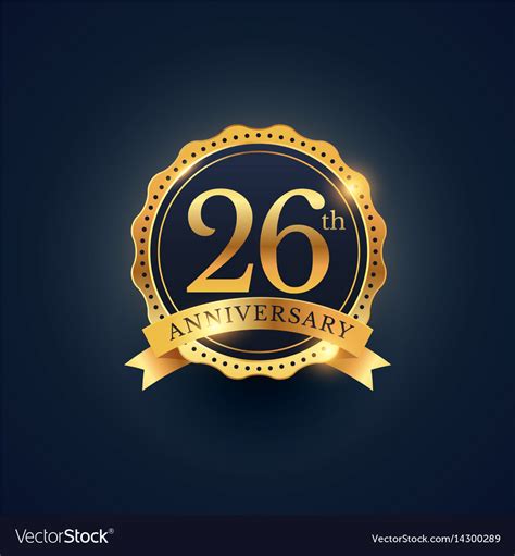 26th Anniversary Celebration Badge Label Vector Image