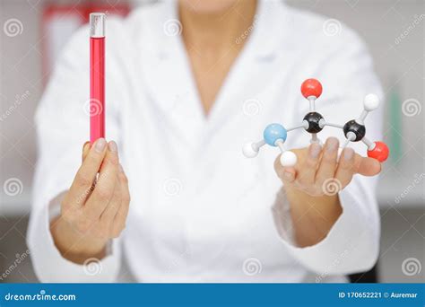 Female Scientist Holding Dna Molecule And Test Tube Stock Image Image