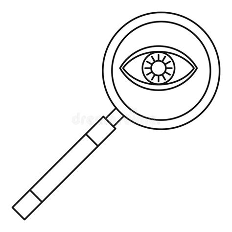 Magnifying Glass Icon Outline Style Stock Vector Illustration Of