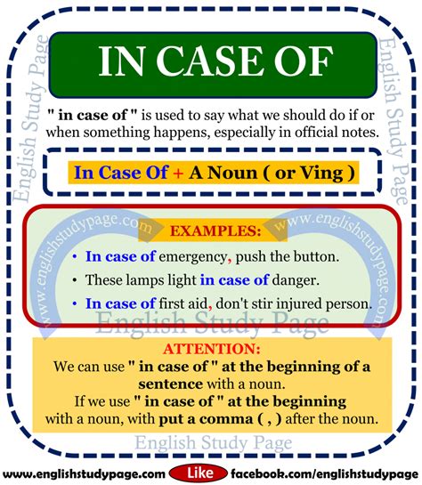 Using In Case Of In English English Study Page