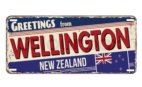 Welcome To Wellington Vintage Rusty License Plate Stock Vector