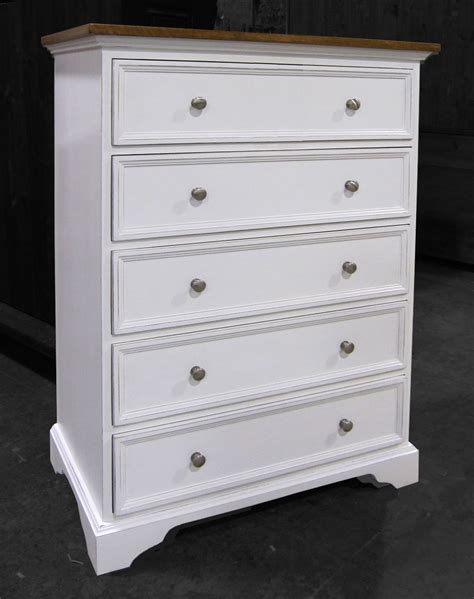 French Country Five Drawer Dresser With Sturbridge White Paint