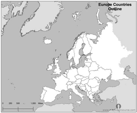 Free Europe Countries Outline Map Black And White Countries Outline